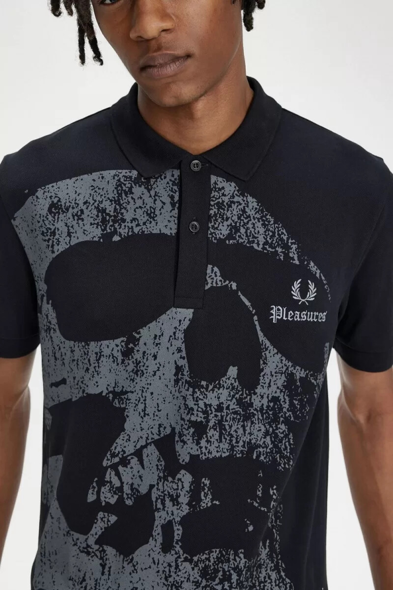 camicia da uomo fred perry skull nera