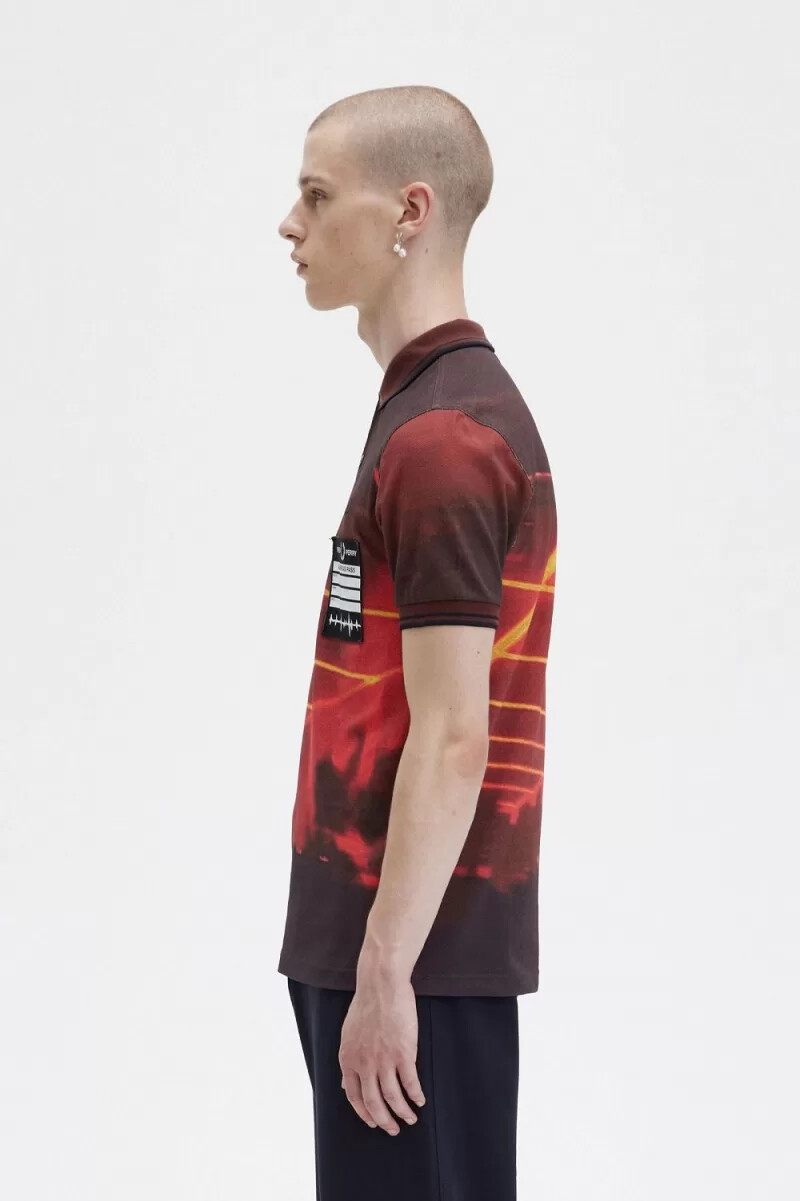 maglietta da uomo con stampa grafica fred perry stadium red