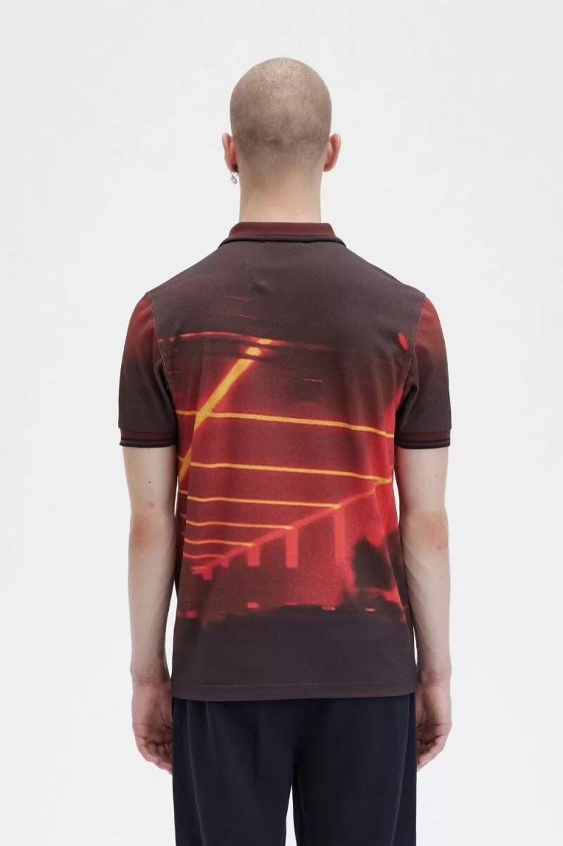 maglietta da uomo con stampa grafica fred perry stadium red