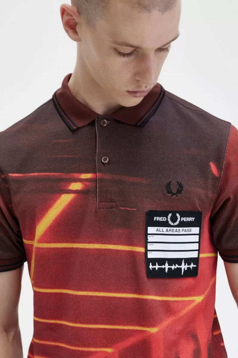 maglietta da uomo con stampa grafica fred perry stadium red