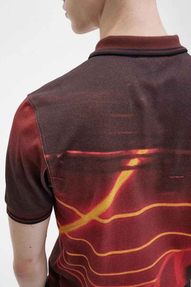 maglietta da uomo con stampa grafica fred perry stadium red