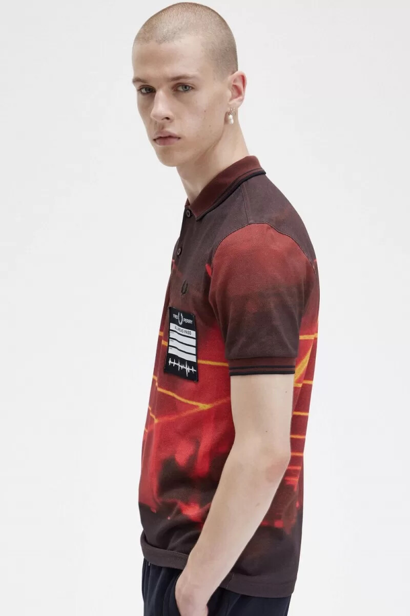 maglietta da uomo con stampa grafica fred perry stadium red