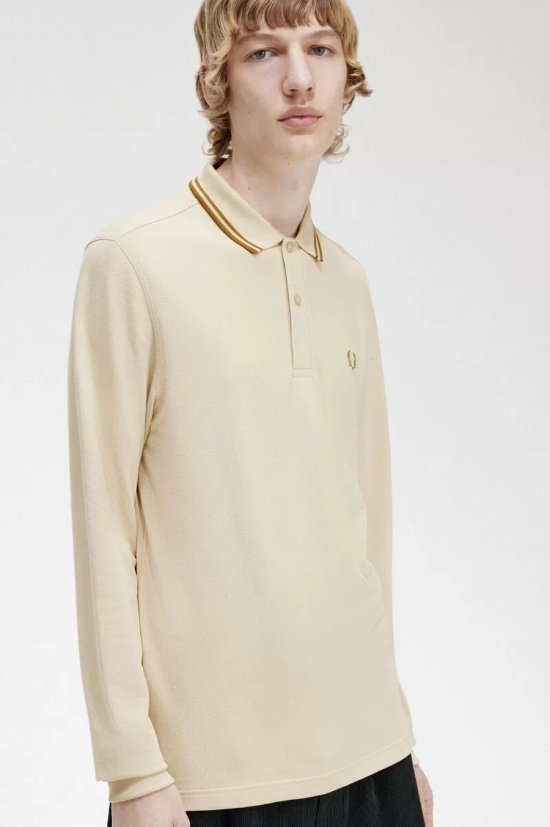 fred perry m3636 camicia da uomo oatmeal dark coffee dark coffee