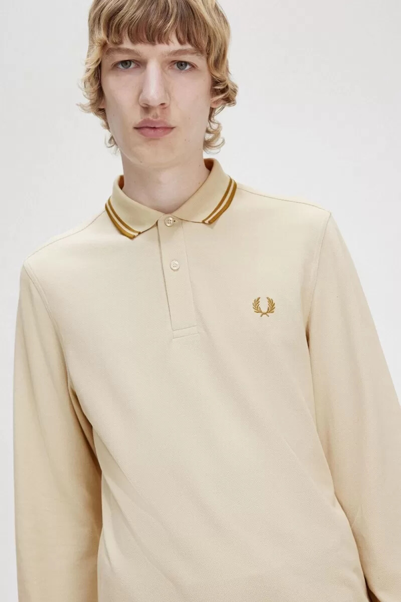 fred perry m3636 camicia da uomo oatmeal dark coffee dark coffee