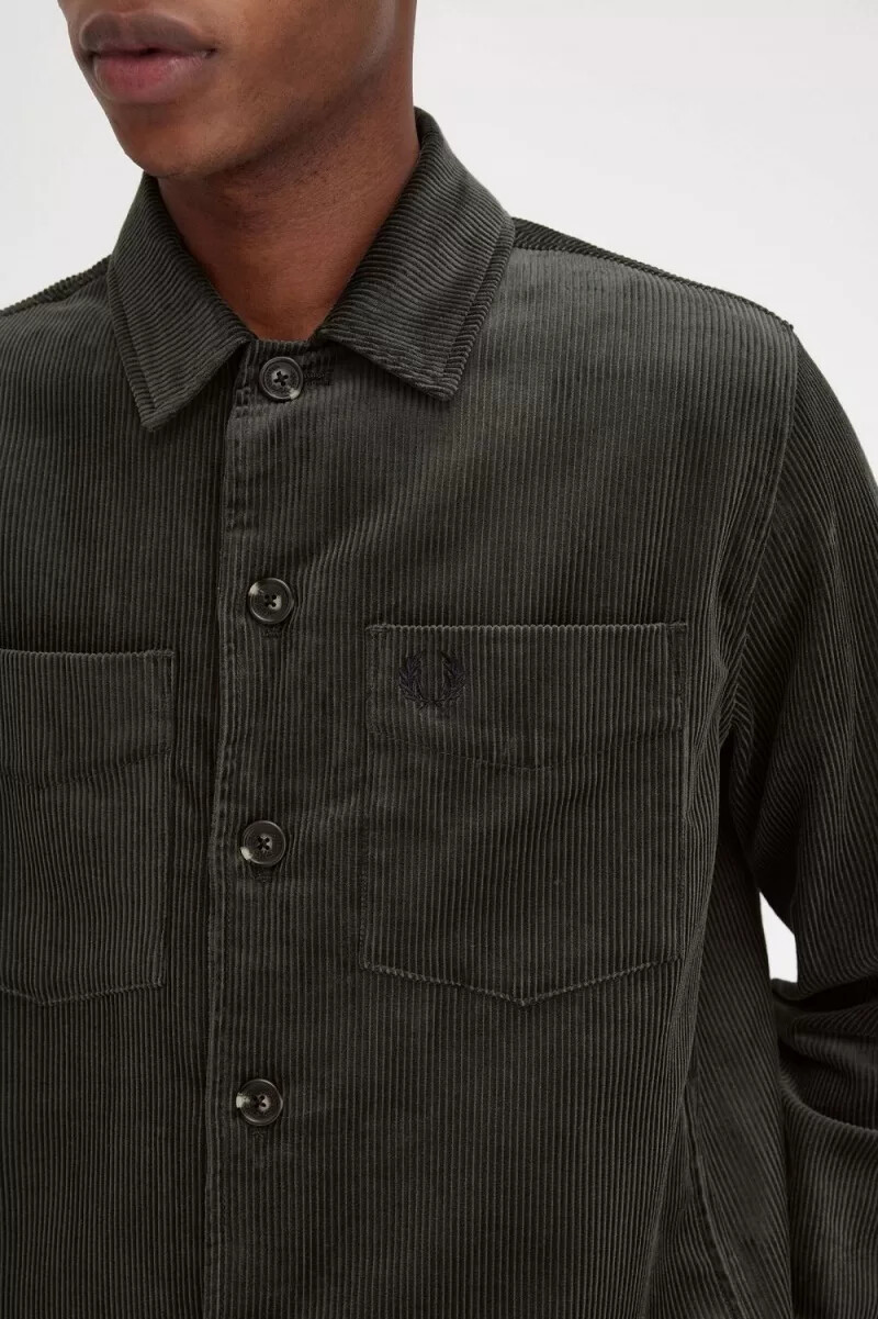 camicia da uomo fred perry cord verde campo