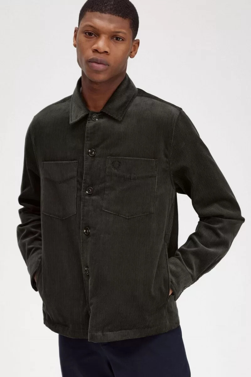 camicia da uomo fred perry cord verde campo