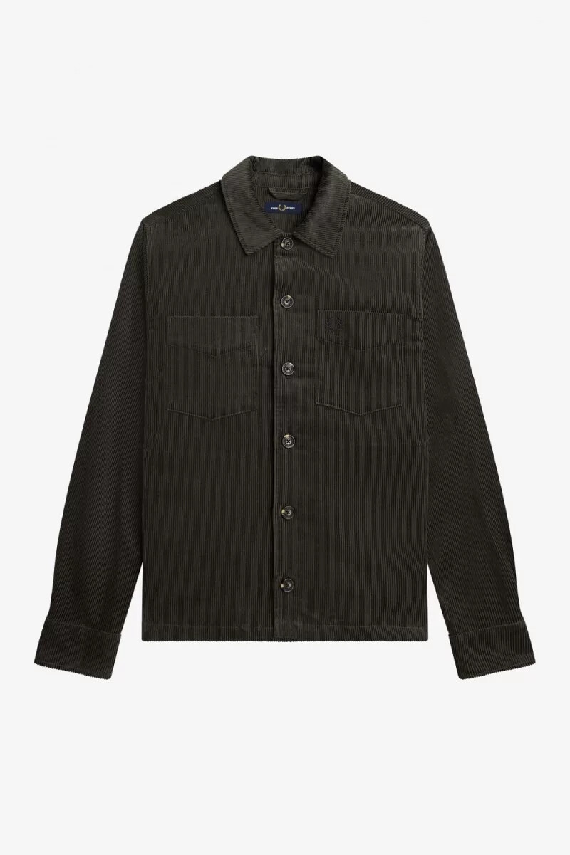 camicia da uomo fred perry cord verde campo
