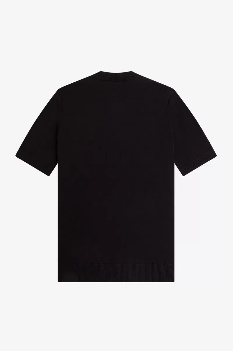 fred perry waffle stitch henley - camicia da uomo nera