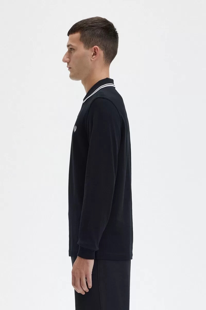 fred perry m3636 camicia da uomo nera e bianca