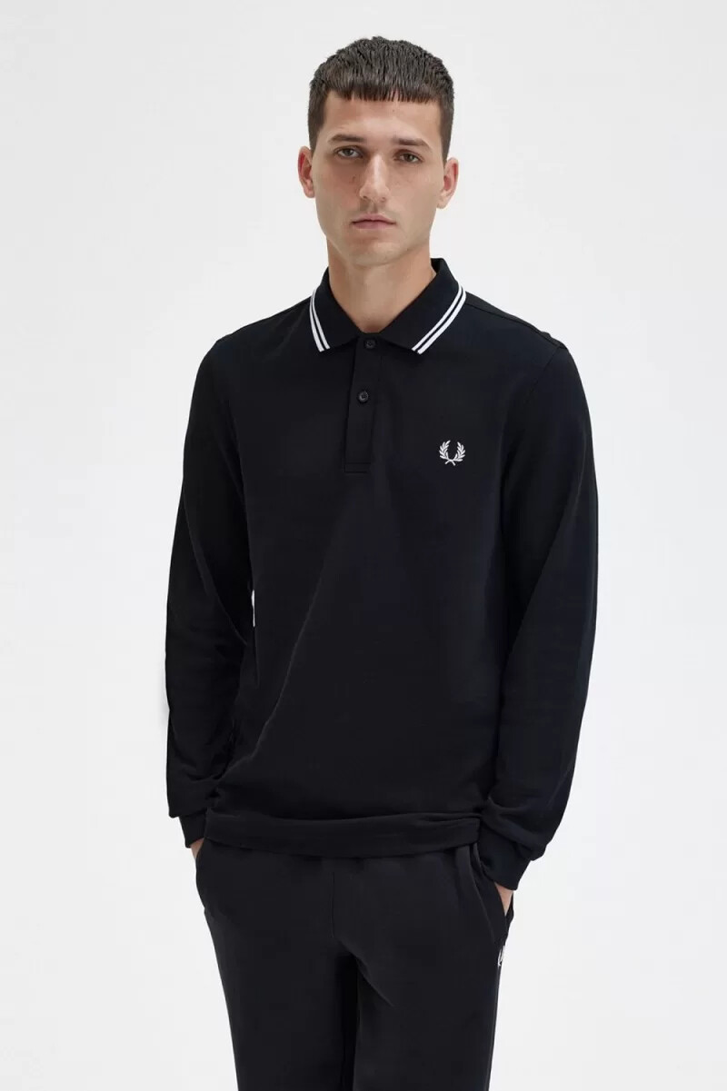 fred perry m3636 camicia da uomo nera e bianca