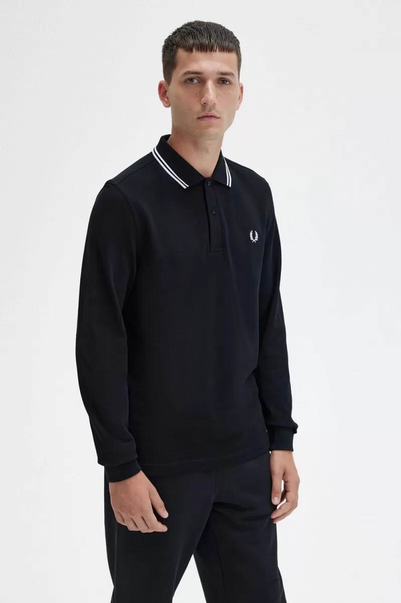 fred perry m3636 camicia da uomo nera e bianca