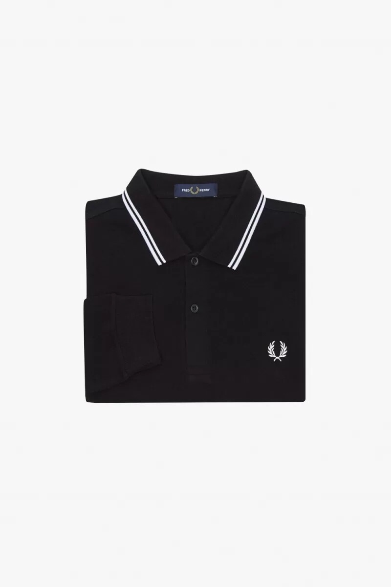 fred perry m3636 camicia da uomo nera e bianca