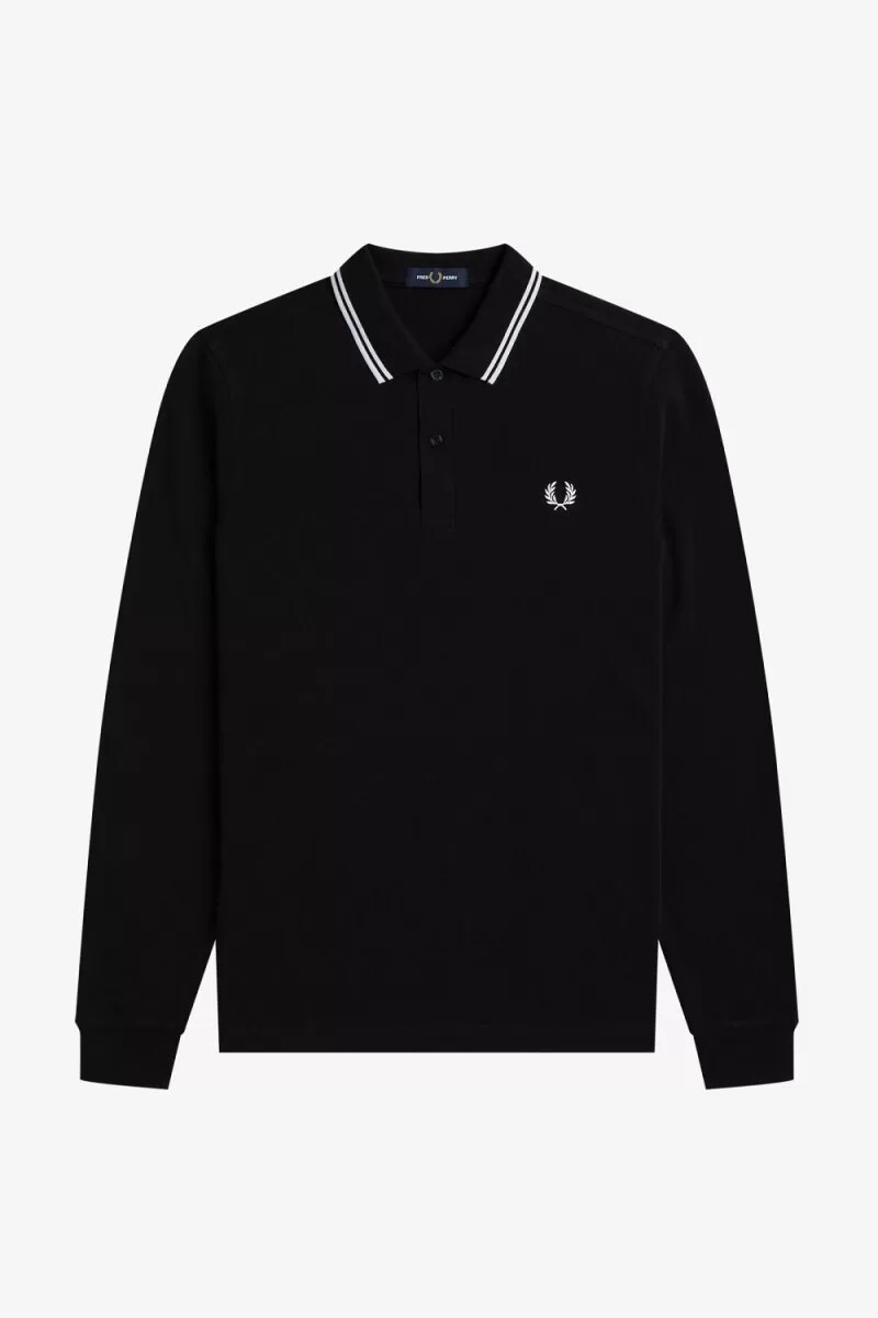 fred perry m3636 camicia da uomo nera e bianca