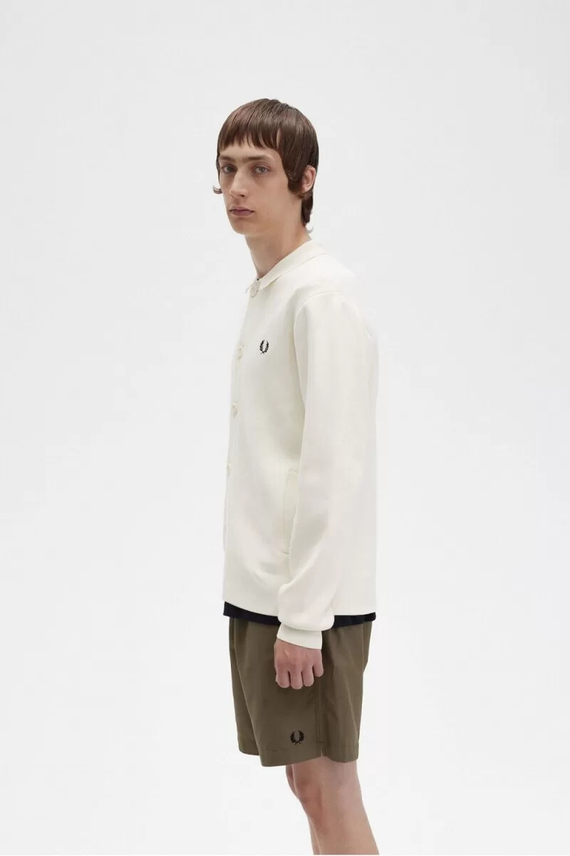 camicia da uomo in maglia con bottoni fred perry beige