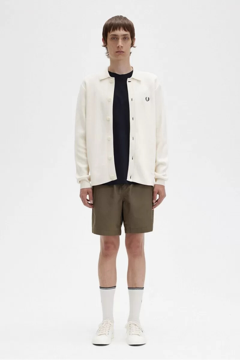 camicia da uomo in maglia con bottoni fred perry beige