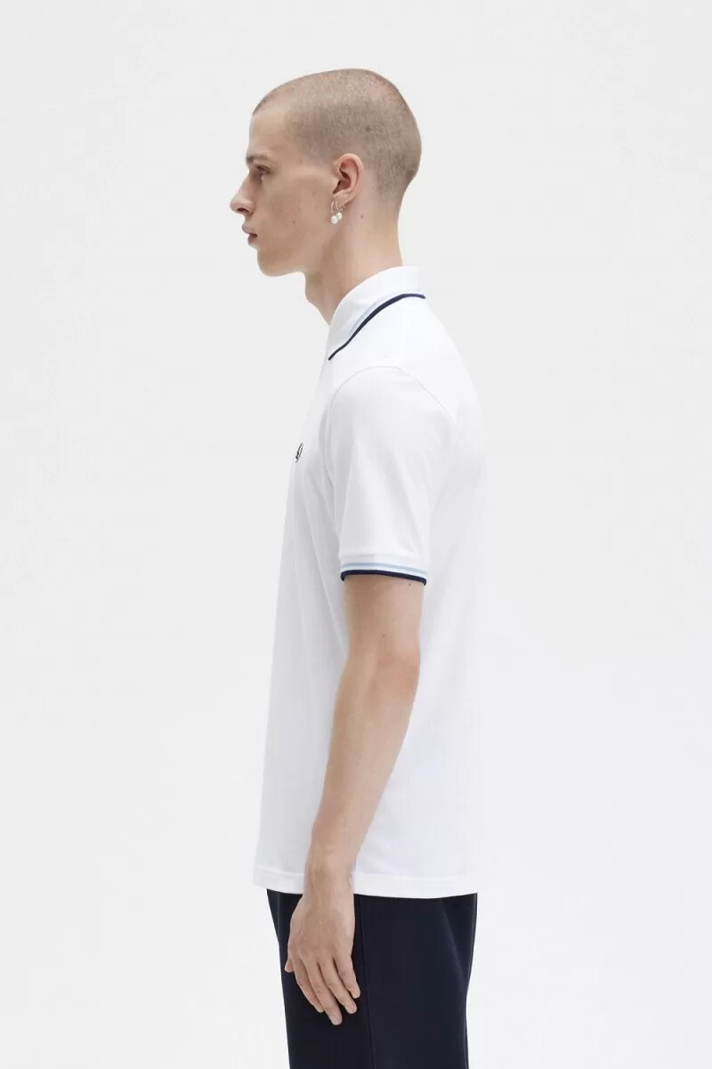 camicia da uomo fred perry m12 bianca acquamarina blu navy