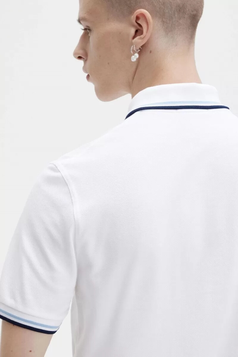 camicia da uomo fred perry m12 bianca acquamarina blu navy