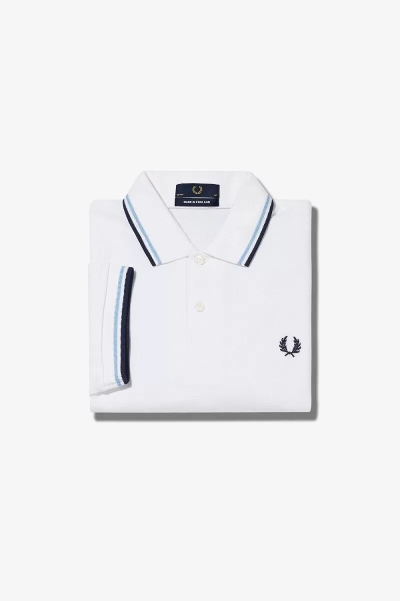 camicia da uomo fred perry m12 bianca acquamarina blu navy
