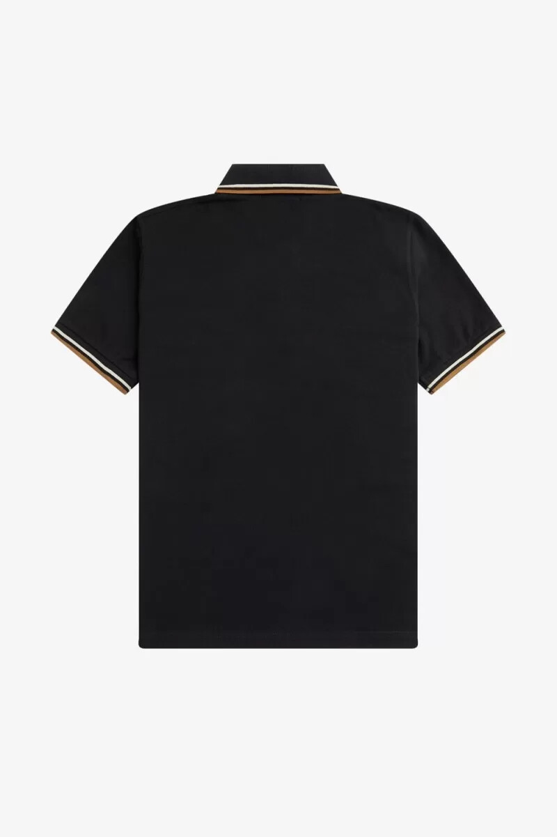 fred perry m12 camicia da uomo nera color avena caffè scuro