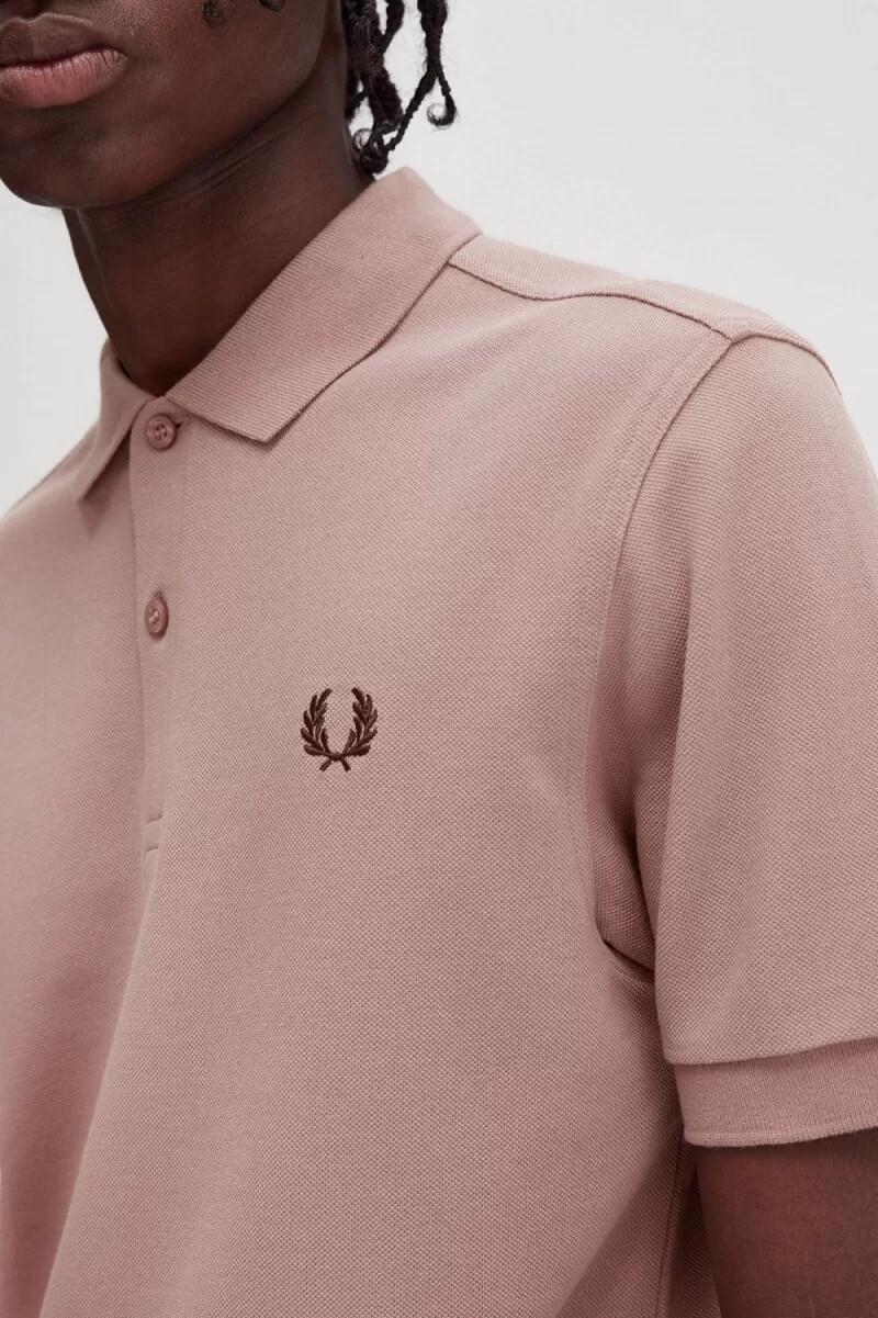 fred perry m6000 camicia da uomo rosa scuro tabacco bruciato