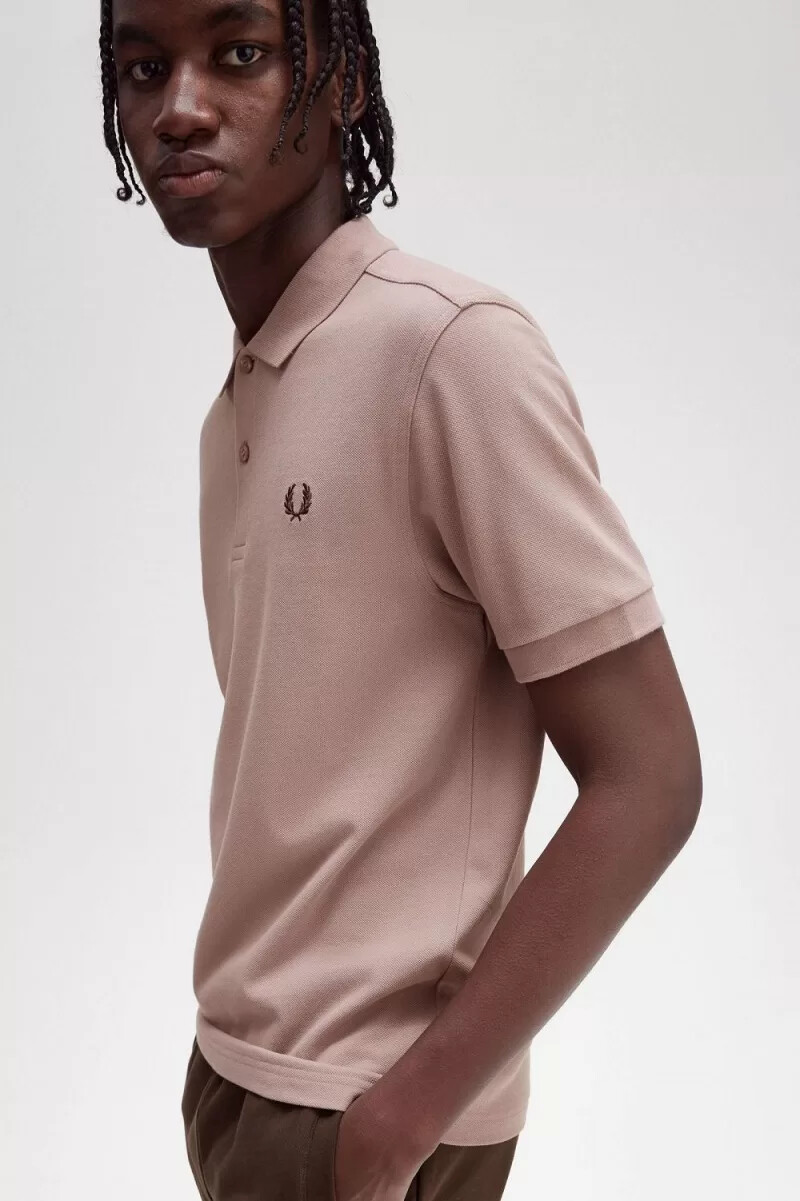 fred perry m6000 camicia da uomo rosa scuro tabacco bruciato