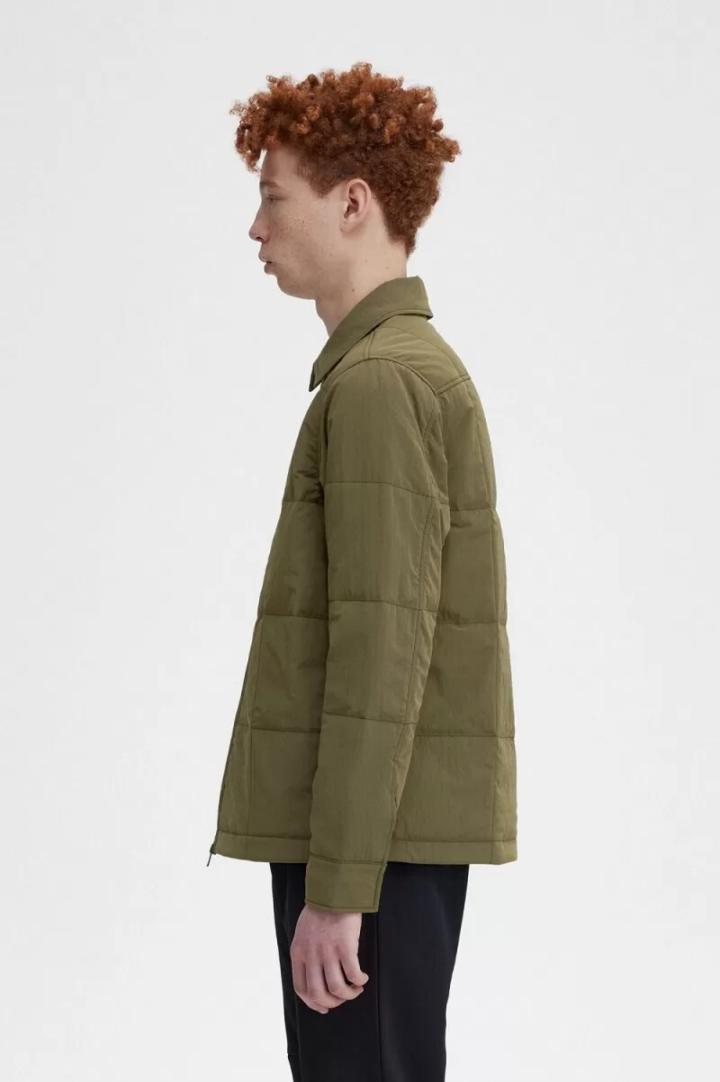 camicia trapuntata da uomo fred perry verde uniforme