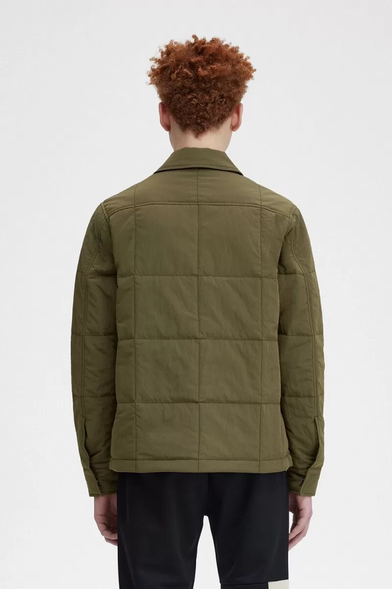 camicia trapuntata da uomo fred perry verde uniforme