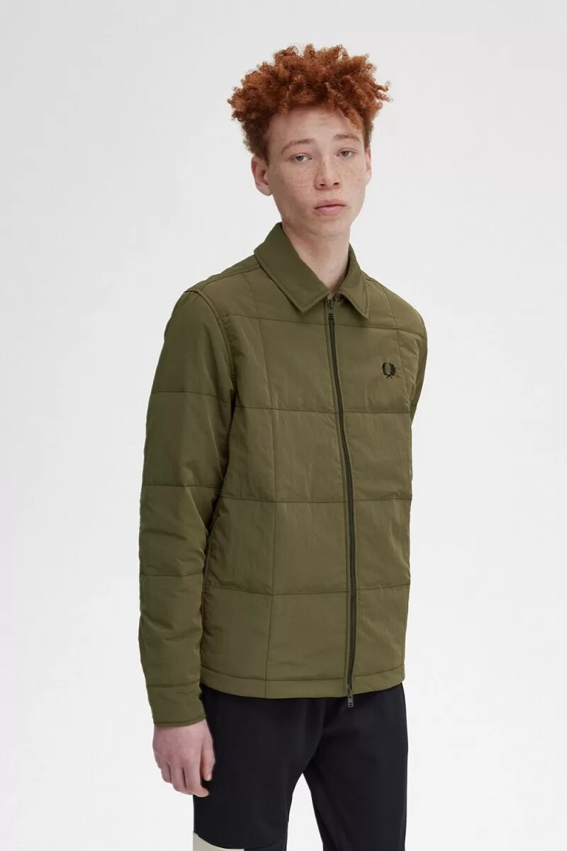 camicia trapuntata da uomo fred perry verde uniforme