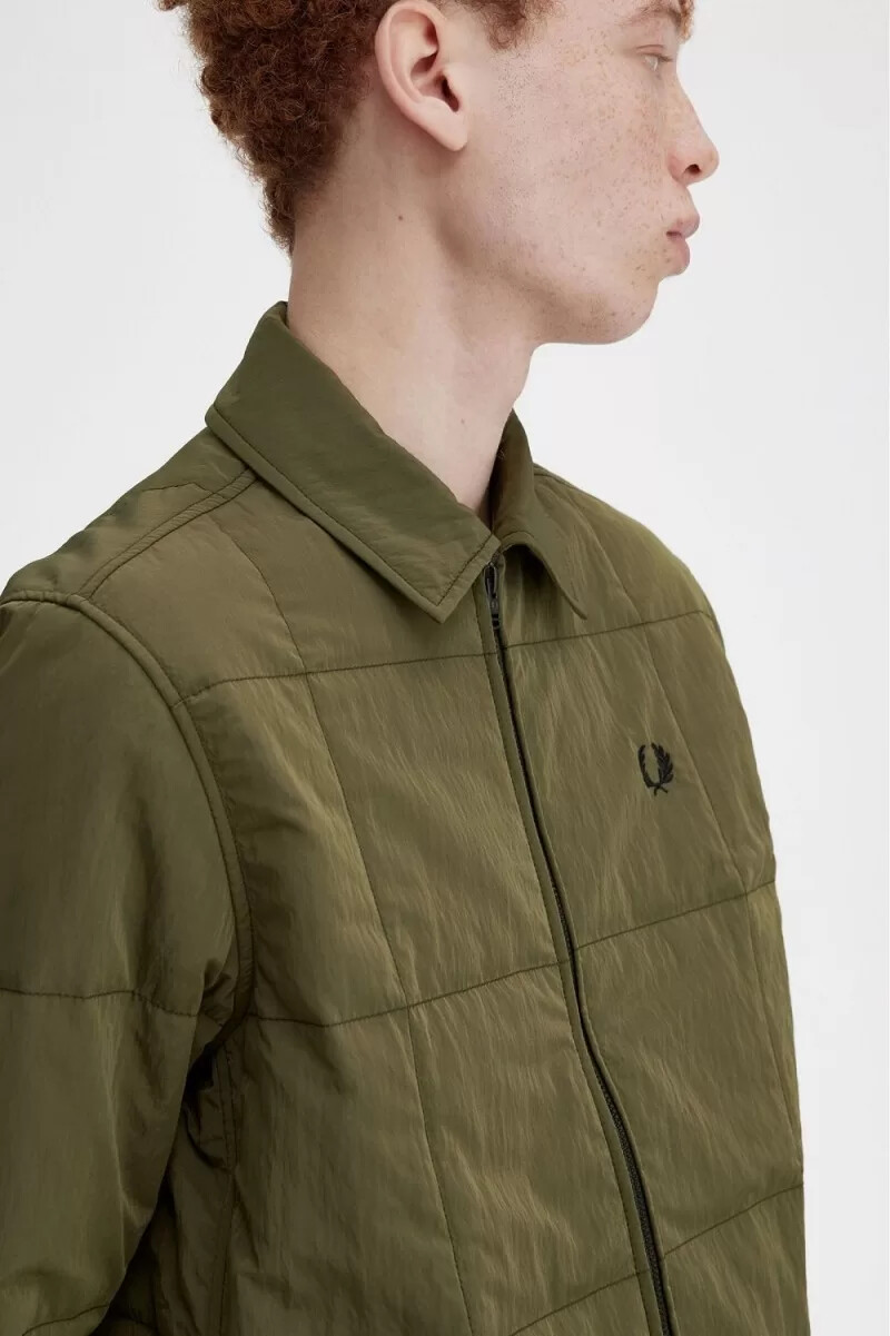 camicia trapuntata da uomo fred perry verde uniforme