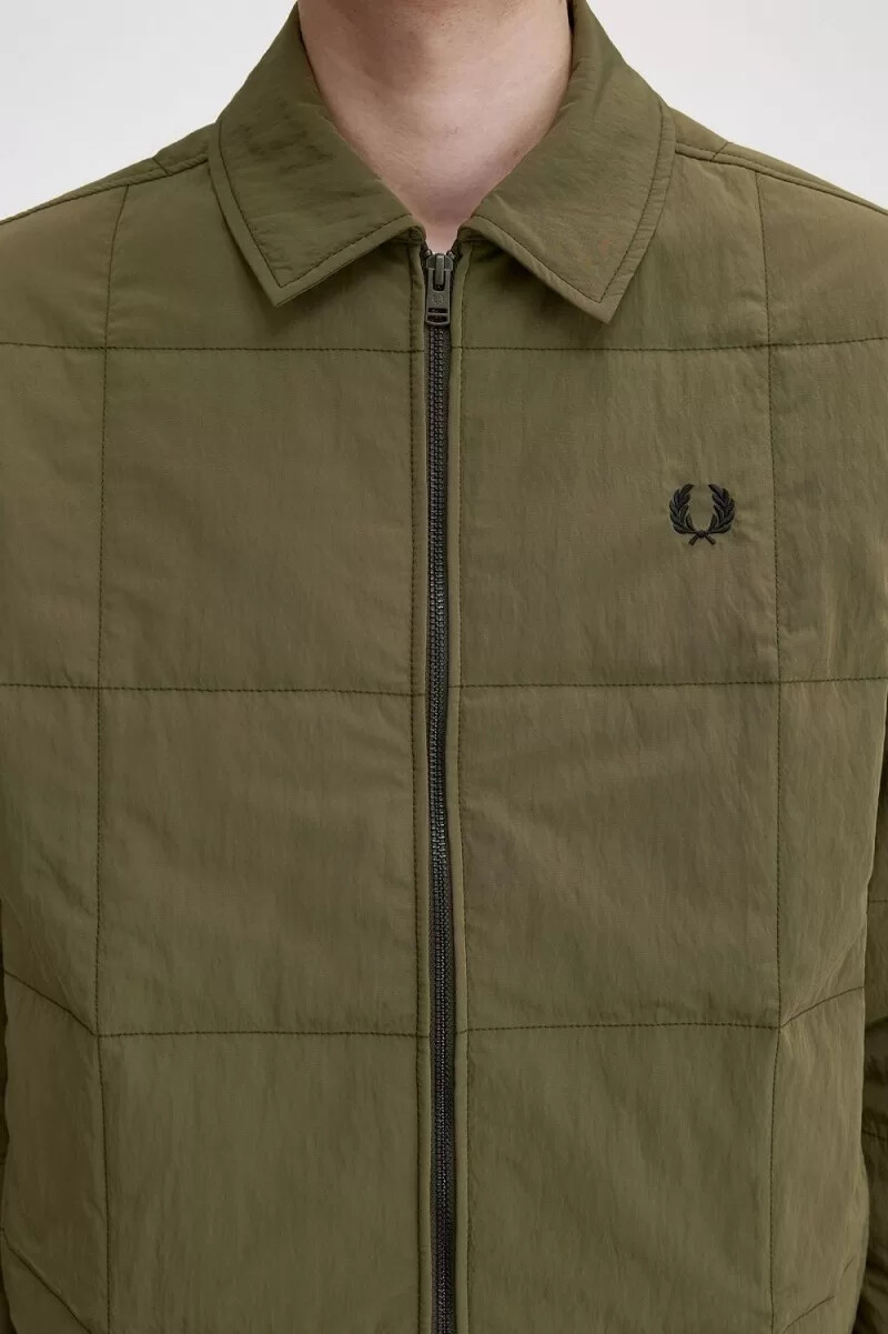 camicia trapuntata da uomo fred perry verde uniforme