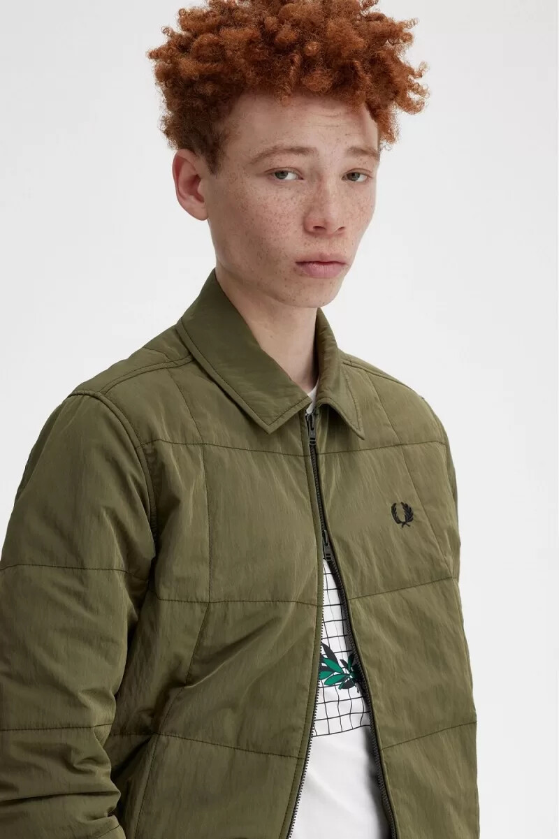 camicia trapuntata da uomo fred perry verde uniforme