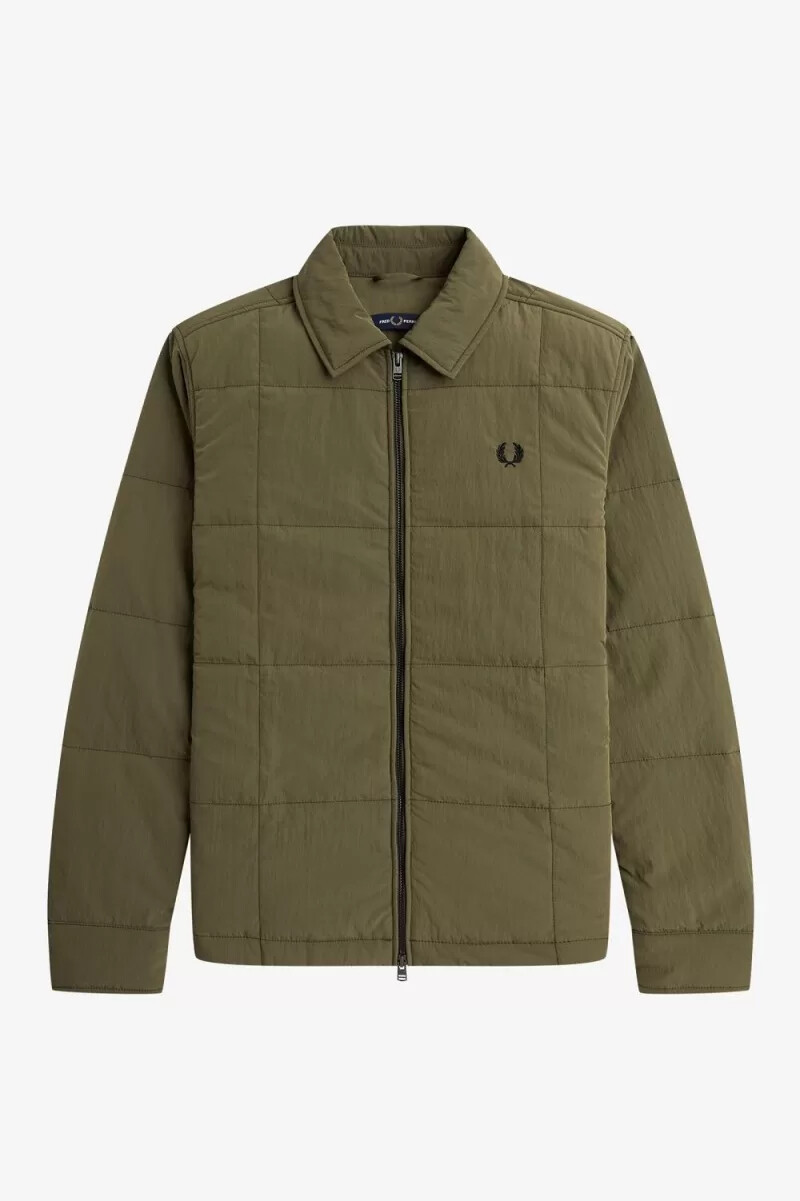 camicia trapuntata da uomo fred perry verde uniforme