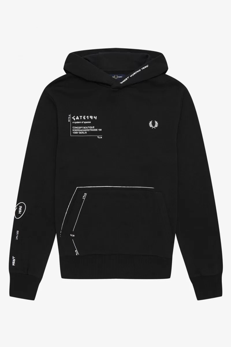 felpa con cappuccio stampata fred perry da uomo nera