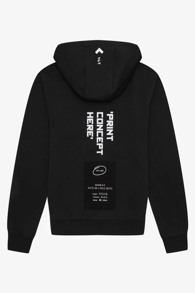 felpa con cappuccio stampata fred perry da uomo nera