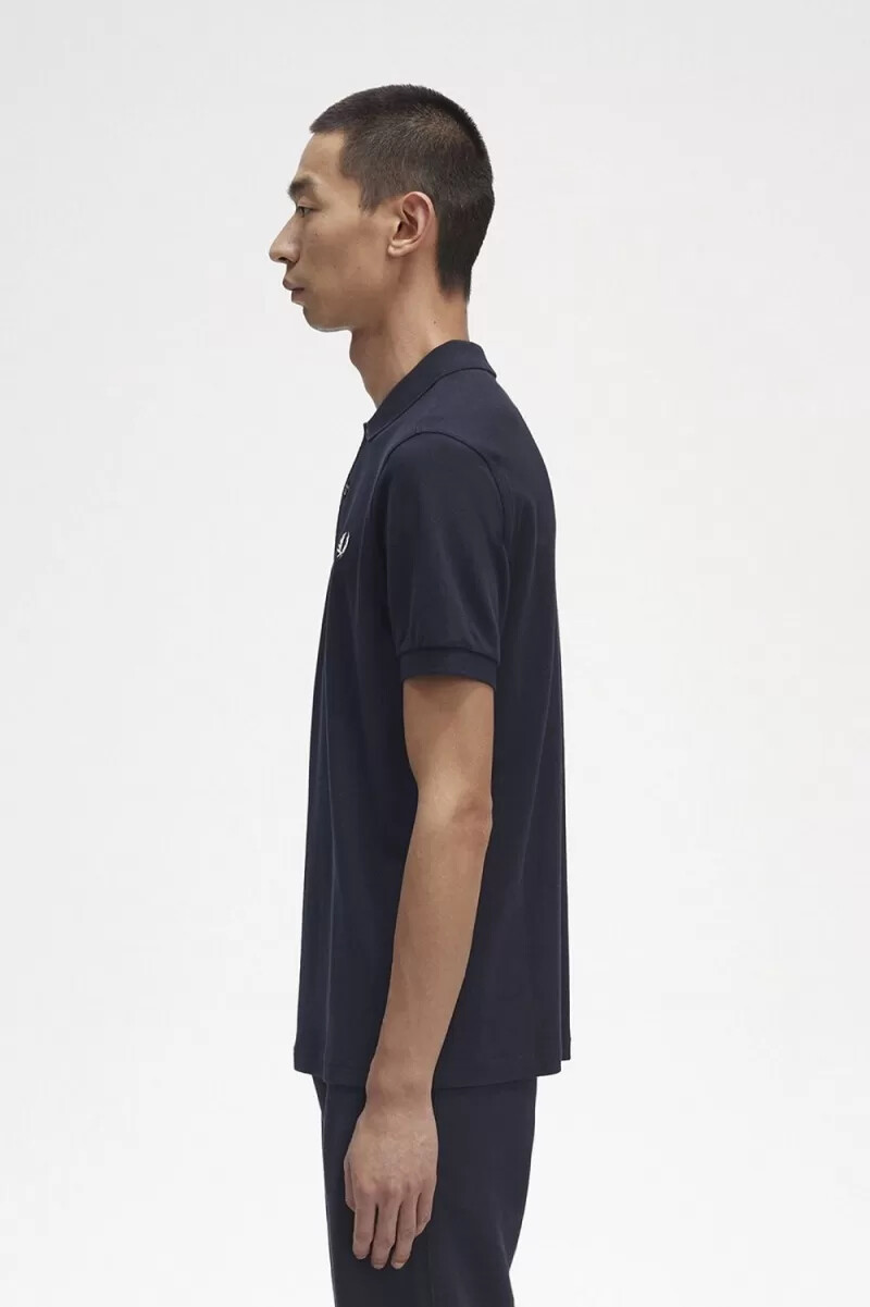 fred perry m6000 camicia da uomo blu navy bianco neve