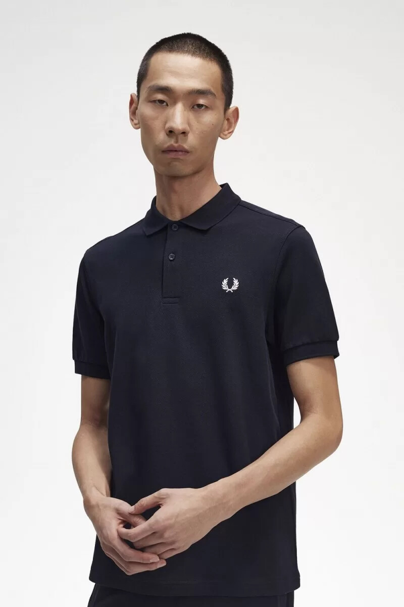 fred perry m6000 camicia da uomo blu navy bianco neve
