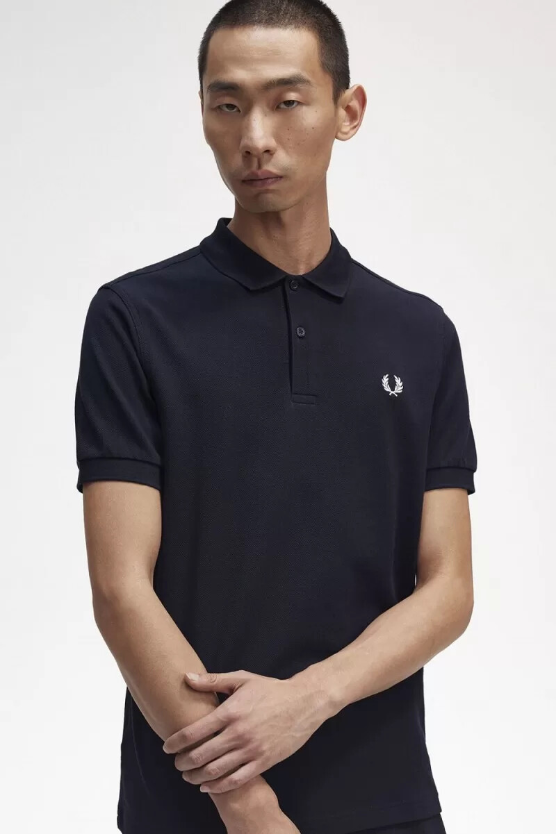 fred perry m6000 camicia da uomo blu navy bianco neve
