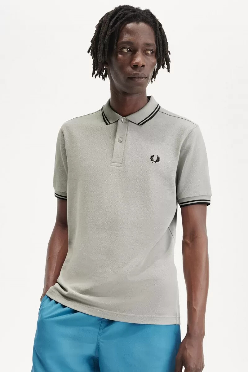 fred perry m3600 camicia da uomo grigio nero