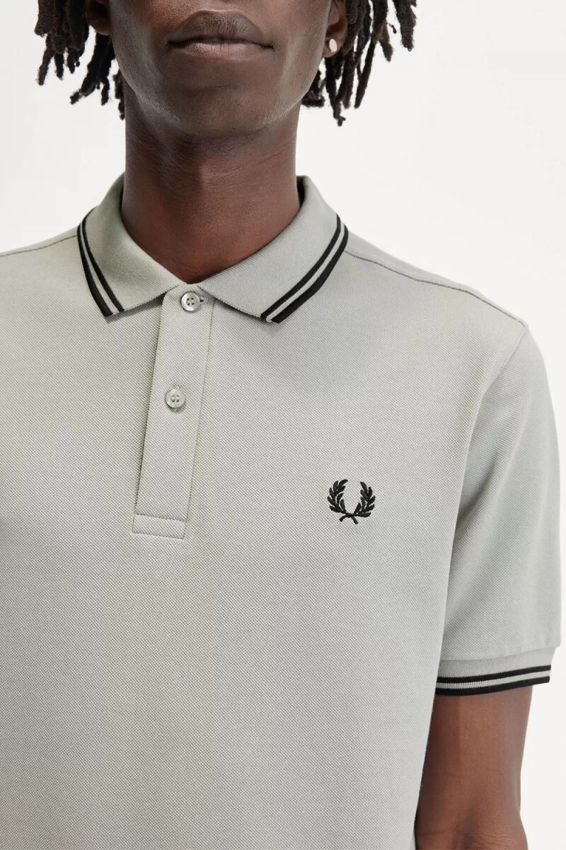 fred perry m3600 camicia da uomo grigio nero