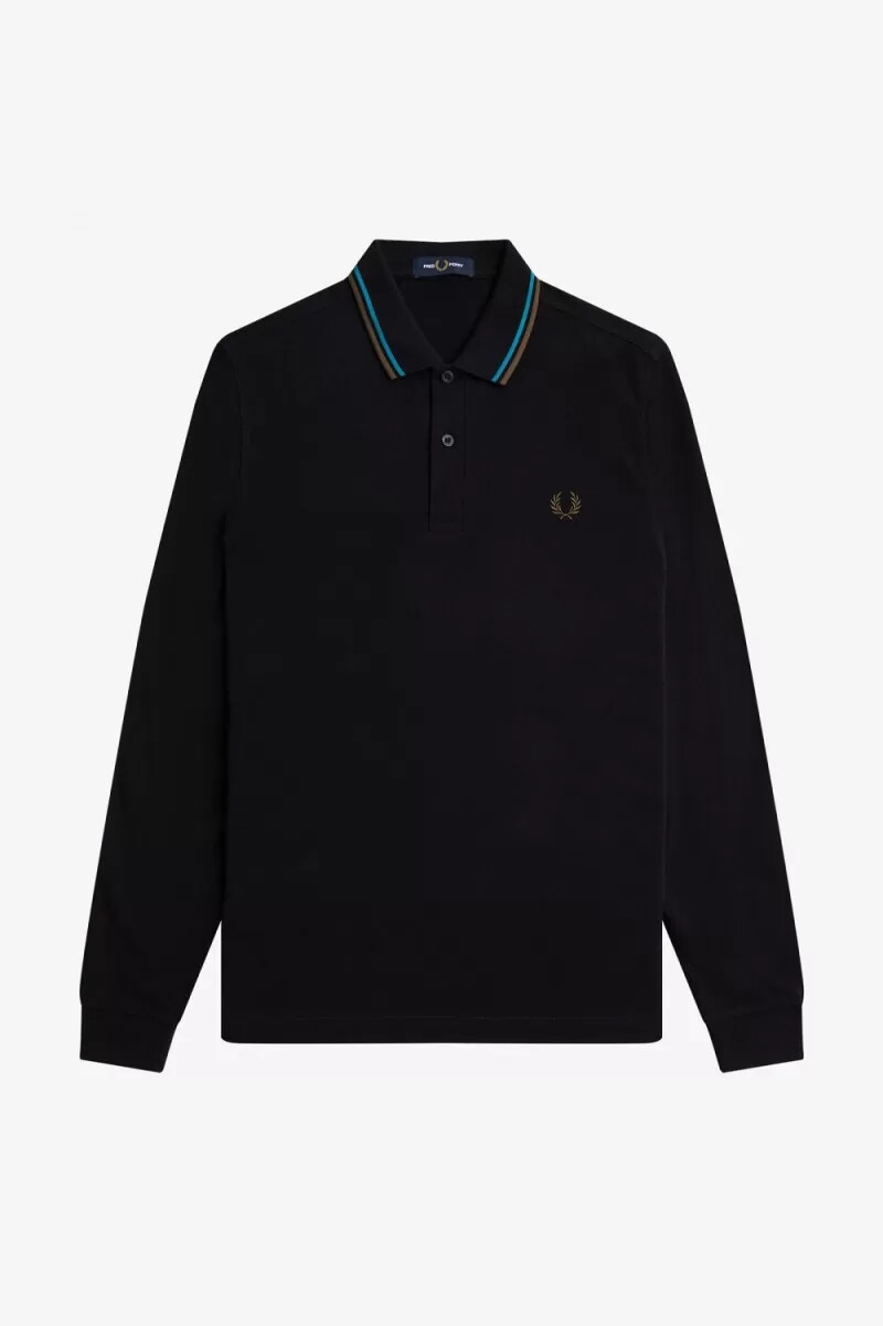 fred perry m3636 camicia da uomo nera blu cyber verde uniforme