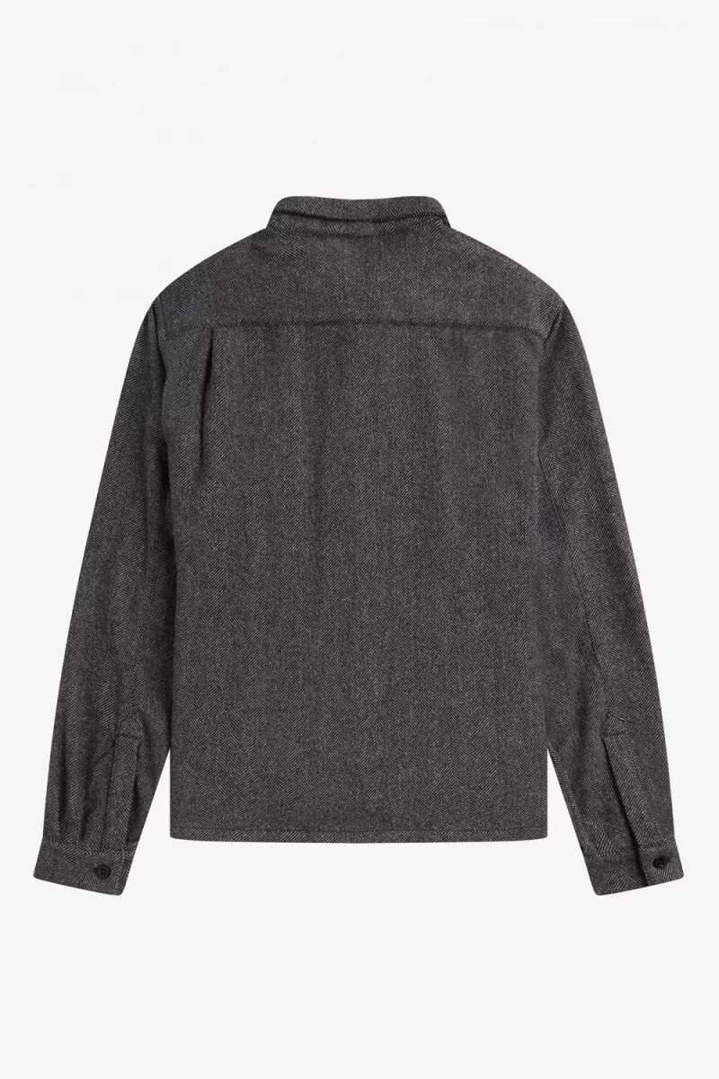 camicia da uomo fred perry herringbone nera
