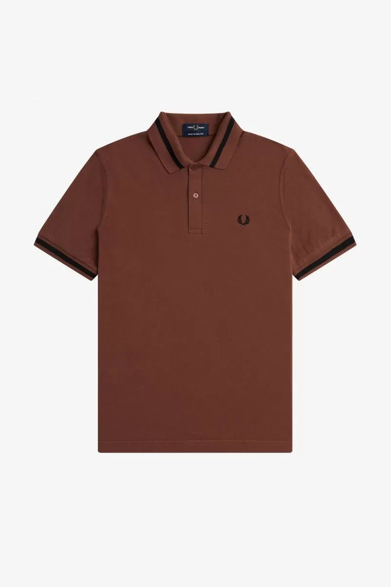 fred perry m2 camicia da uomo whisky marrone nero