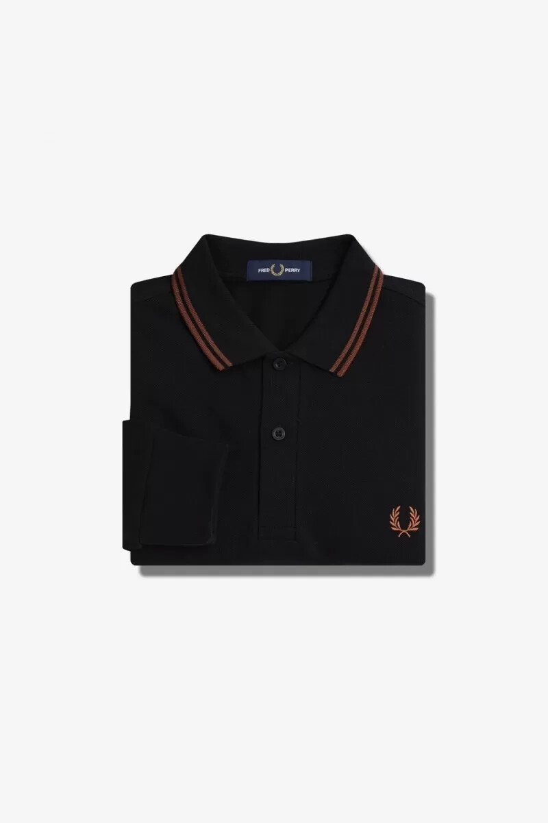 fred perry m3636 camicia da uomo nera whisky brown