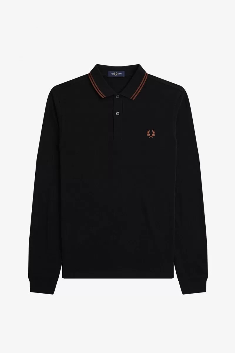 fred perry m3636 camicia da uomo nera whisky brown