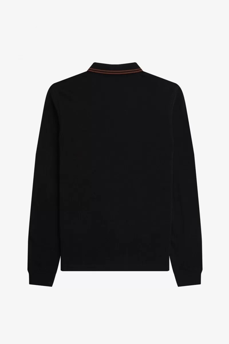 fred perry m3636 camicia da uomo nera whisky brown