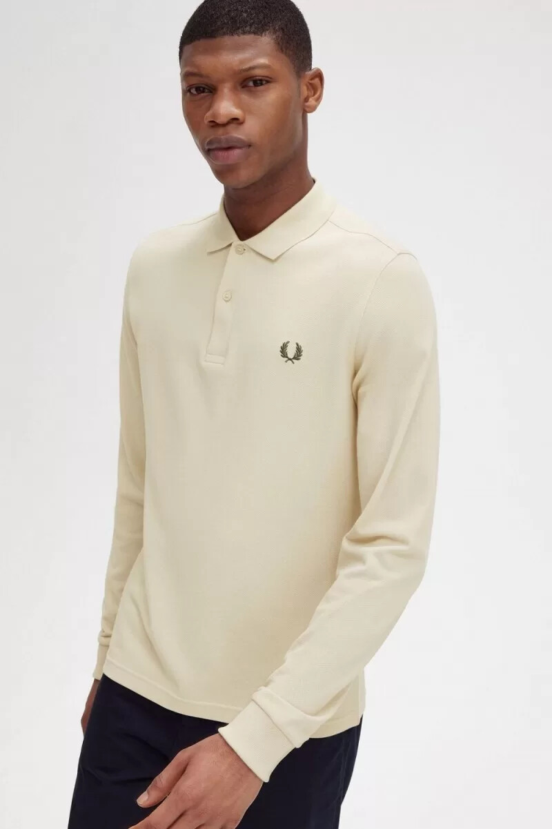 fred perry m6006 camicia da uomo oatmeal field green