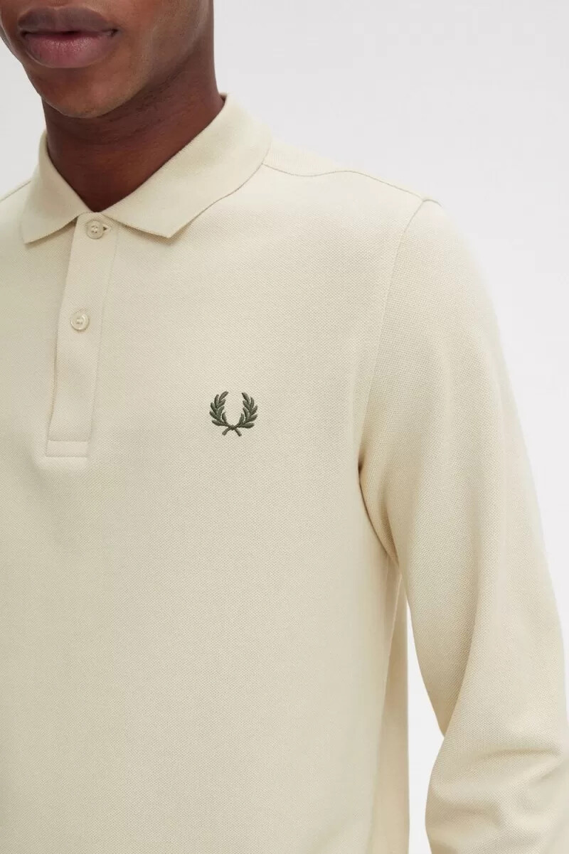fred perry m6006 camicia da uomo oatmeal field green