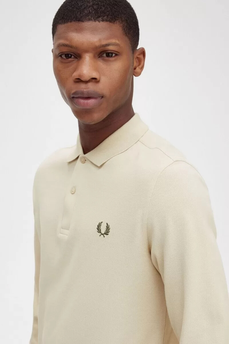 fred perry m6006 camicia da uomo oatmeal field green