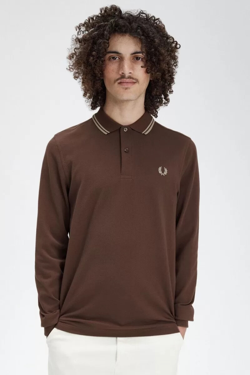 fred perry m3636 camicia da uomo rosso scuro grigio caldo