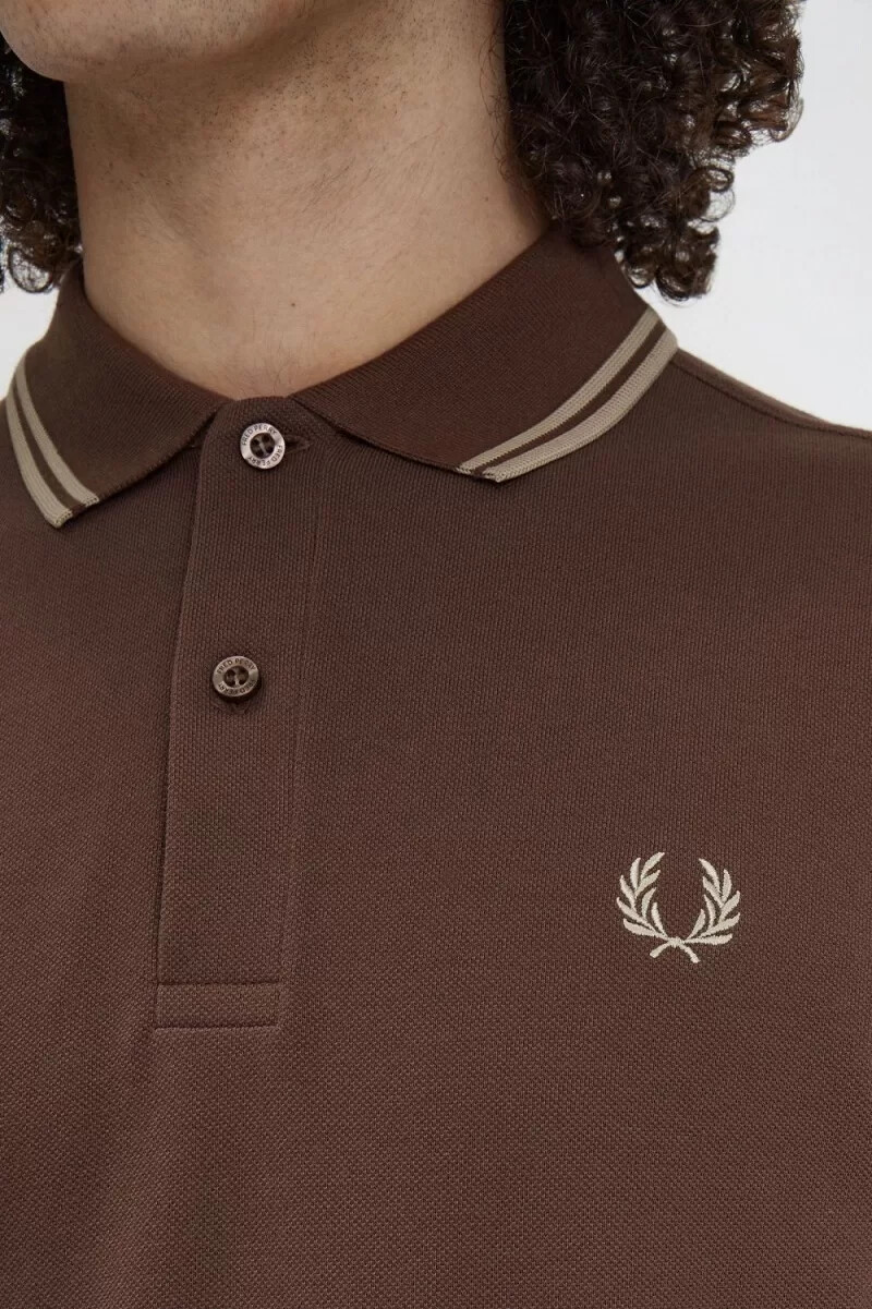 fred perry m3636 camicia da uomo rosso scuro grigio caldo